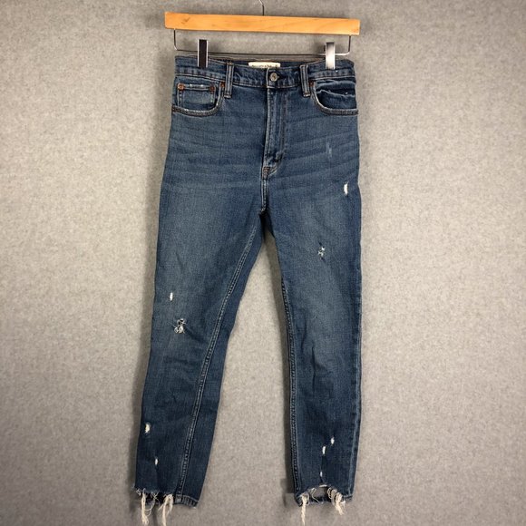 Abercrombie & Fitch Denim - Abercrombie & Fitch The Skinny High Distress Raw Hem Rise Size 25
